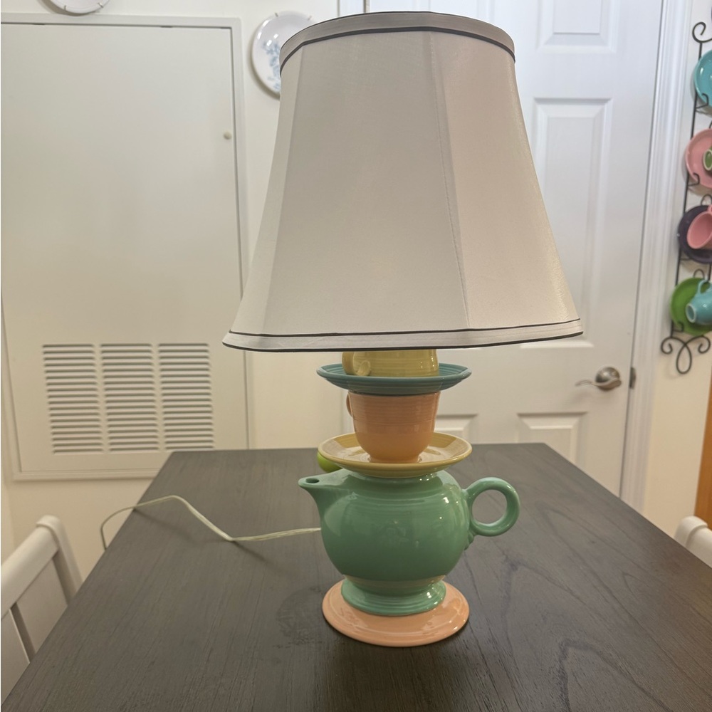 Handmade Fiestaware teapot lamp